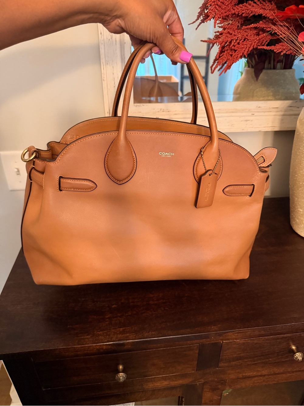 Coach Leather Satchel Handbag - Tan/Honey - Picture 10 of 16